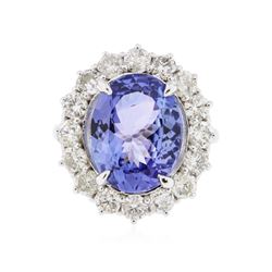 14KT White Gold 6.93 ctw Tanzanite and Diamond Ring