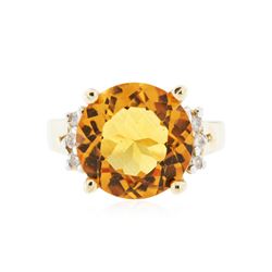 14KT Yellow Gold 3.58 ctw Citrine and Diamond Ring