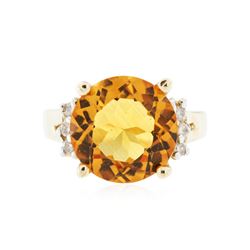 14KT Yellow Gold 3.58 ctw Citrine and Diamond Ring