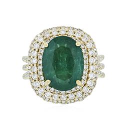 14KT Yellow Gold 3.82 ctw Emerald and Diamond Ring