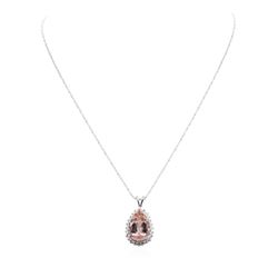 14KT White Gold 8.37 ctw Morganite and Diamond Pendant With Chain