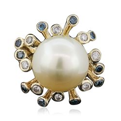 14KT Yellow Gold Pearl and Diamond Ring