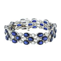 14KT White Gold 33.48 ctw Sapphire and Diamond Bracelet