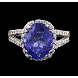 14KT White Gold 5.00 ctw Tanzanite and Diamond Ring