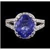 Image 1 : 14KT White Gold 5.00 ctw Tanzanite and Diamond Ring