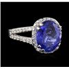 Image 2 : 14KT White Gold 5.00 ctw Tanzanite and Diamond Ring