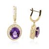 Image 2 : 14KT Yellow Gold 13.60 ctw Amethyst and Diamond Earrings