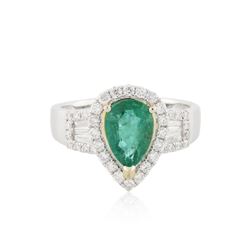 14KT White and Yellow Gold 1.60 ctw Emerald and Diamond Ring