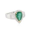 Image 2 : 14KT White and Yellow Gold 1.60 ctw Emerald and Diamond Ring