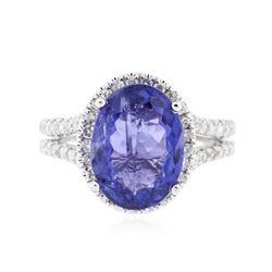 14KT White Gold 3.76 ctw Tanzanite and Diamond Ring