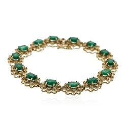 14KT Yellow Gold 10.20 ctw Emerald and Diamond Bracelet