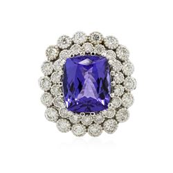 14KT White Gold 6.87 ctw Tanzanite and Diamond Ring