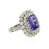 Image 2 : 14KT White Gold 6.87 ctw Tanzanite and Diamond Ring