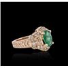 Image 2 : 14KT Rose Gold 1.36 ctw Emerald and Diamond Ring