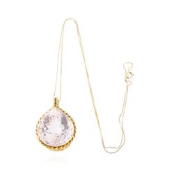 10KT Yellow Gold 38.00 ctw Rose Quartz Pendant With Chain