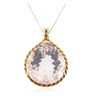 Image 2 : 10KT Yellow Gold 38.00 ctw Rose Quartz Pendant With Chain