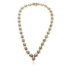 14KT Yellow Gold 24.95 ctw Tanzanite and Diamond Necklace