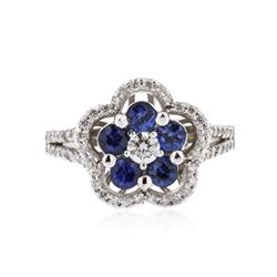 14KT White Gold 0.95 ctw Sapphire and Diamond Ring