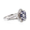 Image 2 : 14KT White Gold 0.95 ctw Sapphire and Diamond Ring