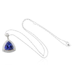 14KT Two-Tone Gold 8.81 ctw Tanzanite and Diamond Pendant With Chain