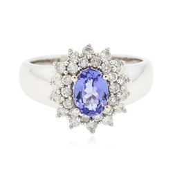 14KT White Gold 0.83 ctw Tanzanite and Diamond Ring