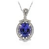 Image 1 : 18KT White Gold 6.20 ctw Tanzanite and Diamond Pendant With Chain
