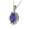 Image 3 : 18KT White Gold 6.20 ctw Tanzanite and Diamond Pendant With Chain