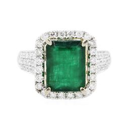 14KT Two-Tone Gold 3.93 ctw Emerald and Diamond Ring