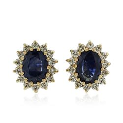 14KT Yellow Gold 2.18 ctw Sapphire and Diamond Earrings