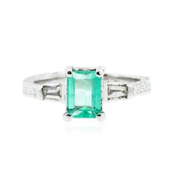 14KT White Gold 1.15 ctw Emerald and Diamond Ring