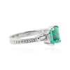 Image 2 : 14KT White Gold 1.15 ctw Emerald and Diamond Ring