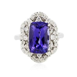 14KT White Gold 4.71 ctw Tanzanite and Diamond Ring