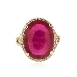 14KT Two-Tone Gold 13.21 ctw Ruby and Diamond Ring