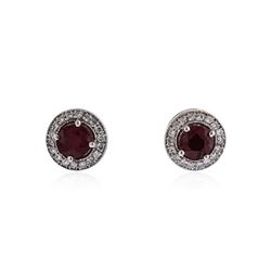 14KT White Gold 1.83 ctw Ruby and Diamond Earrings