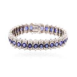 14KT White Gold 20.79 ctw Sapphire and Diamond Bracelet