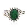 Image 1 : 14KT White Gold 3.24 ctw Emerald and Diamond Ring