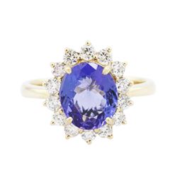 14KT Yellow Gold 2.24 ctw Tanzanite and Diamond Ring