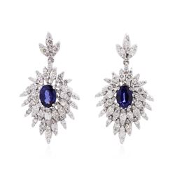 14KT White Gold 1.86 ctw Sapphire and Diamond Earrings