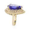 Image 3 : 14KT Yellow Gold 18.13 ctw GIA Cert Tanzanite and Diamond Ring