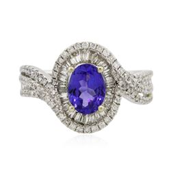 14KT White Gold 1.03 ctw Tanzanite and Diamond Ring