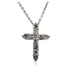 14KT White Gold 0.54 ctw Diamond Cross Pendant With Chain