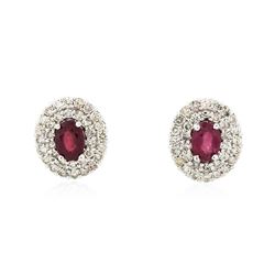 14KT White Gold 2.07 ctw Ruby and Diamond Earrings