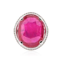 14KT White Gold 18.76 ctw Ruby and Diamond Ring