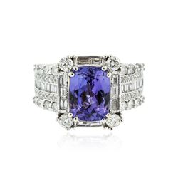 14KT White Gold 3.92 ctw Tanzanite and Diamond Ring