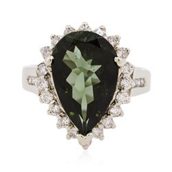 14KT White Gold 4.23 ctw Green Tourmaline and Diamond Ring