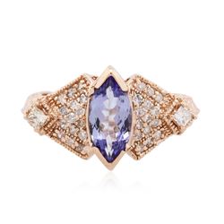 14KT Rose Gold 1.10 ctw Tanzanite and Diamond Ring