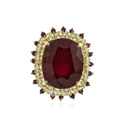 14KT Yellow Gold 32.79 ctw Ruby and Diamond Ring