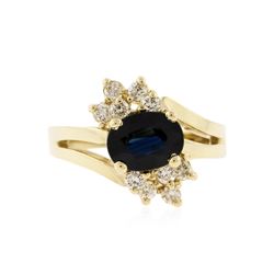 14KT Yellow Gold 1.45 ctw Sapphire and Diamond Ring