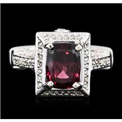 14KT White Gold 3.09 ctw Rhodolite Garnet and Diamond Ring