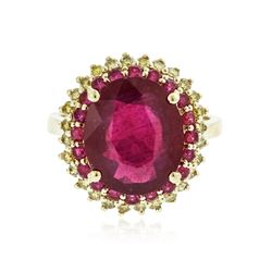 14KT Yellow Gold 7.44 ctw Ruby and Diamond Ring